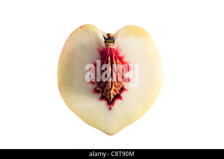 Heart Shaped Peach isolated on White Banque D'Images