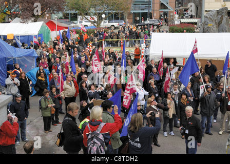 Les délégués de l'union nationale du travail SCFP-CPFP rassemblement à la Vancouver Art Gallery à l'appui de 'occuper' Vancouver. Vancouver - le 1 novembre 2011 Banque D'Images