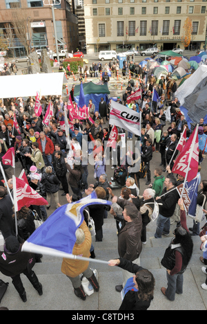 Les délégués de l'union nationale du travail SCFP-CPFP rassemblement à la Vancouver Art Gallery à l'appui de 'occuper' Vancouver. Vancouver - le 1 novembre 2011 Banque D'Images