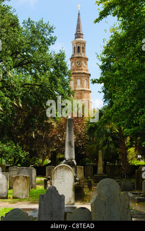 USA, Caroline du Sud, Charleston, St Philip's Church et cimetière Banque D'Images