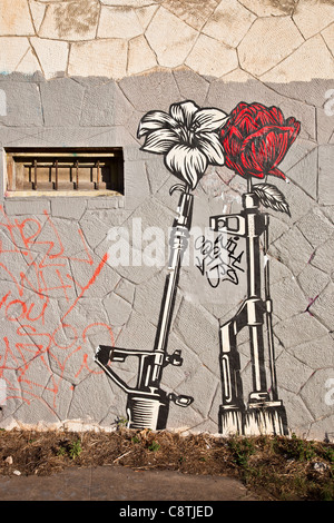 Shepard Fairey Guns and Roses Wheatpaste à East Austin, Texas Banque D'Images