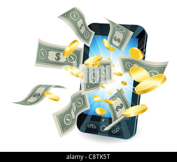 Concept De Jeu D Internet Avec L Argent Qui Sort De L Ecran Photo Stock Alamy