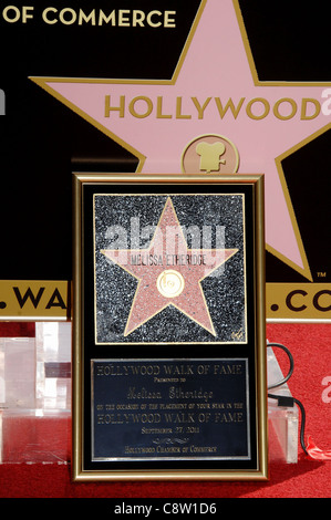 Melissa Etheridge star réplique plaque à la cérémonie d'intronisation pour l'étoile sur le Hollywood Walk of Fame Cérémonie pour Melissa Banque D'Images