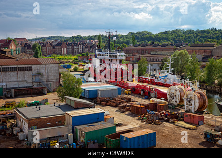 Vision industrielle des chantiers navals de Gdansk, Pologne. Banque D'Images