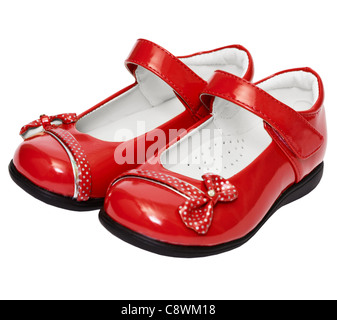 Lady's chaussures rouges isolé sur fond blanc Banque D'Images