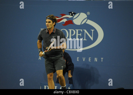 Roger Federer participe à l'US Open de Tennis 2011 présences-championnat lundi USTA Billie Jean King National Tennis Center Banque D'Images