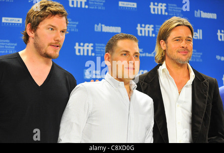 Chris Pratt Johah Hill,Brad Pitt atpress MONEYBALL Conférence Conférence de presse du Toronto International Film Festival TIFF Bell Banque D'Images