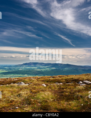 Vue sur la Golden Vale de Tipperary vers les montagnes Comeragh, de Slievenamon Banque D'Images