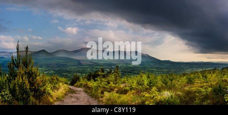 Vue vers l'Galty Mountains du Glen of Aherlow, comté de Tipperary, Irlande Banque D'Images