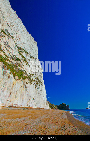 À l'Est, vers Durdle Door par dessous le Swyre les falaises de craie de tête sur la côte du patrimoine mondial dans le Dorset England UK Banque D'Images