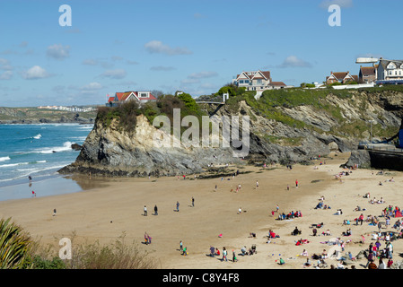 Plage de Towan à Newquay, Cornwall, UK. Banque D'Images