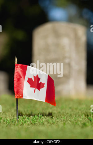 États-unis, Illinois, Metamora, drapeau canadien sur cemetery Banque D'Images