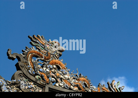 L'Asie, Vietnam, Hue. Décoration à la salle de l'harmonie suprême ou le Palais Thai Hoa. Désigné site du patrimoine mondial de l'en ... Banque D'Images