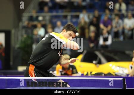 05 11 2011 Magdeburg, Allemagne. Dimitrij Ovtcharov Allemagne. L'Allemagne contre la Chine Tennis de Table Coupe du Monde par équipe en 2011 l'Arène Getec Magdeburg Banque D'Images