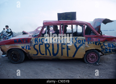 Banger racing, entre 2 lacs, Buckinghamshire Banque D'Images