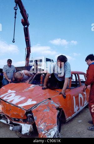 Banger racing, entre 2 lacs, Buckinghamshire Banque D'Images