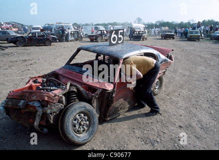 Banger racing, entre 2 lacs, Buckinghamshire Banque D'Images