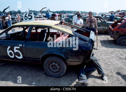 Banger racing, entre 2 lacs, Buckinghamshire Banque D'Images