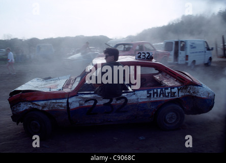 Banger racing, entre 2 lacs, Buckinghamshire Banque D'Images