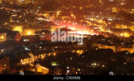 Vue générale de Lewes Bonfire Night pendant les célébrations Il y 2011. Photo par James Boardman. Banque D'Images