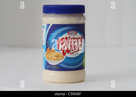 Pot de mayonnaise mayo malsain gras Banque D'Images