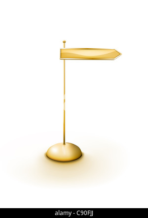 Illustration de la flèche d'or direction. Vous pouvez facilement changer de couleur, mettre dans votre propre texte d'affichage dynamique. Banque D'Images