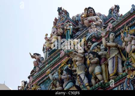 Sri Veerama Kaliamman Temple : Le Gopuram détail Banque D'Images