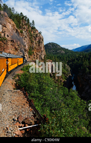 Durango-Silverton Narrow Gauge Railroad et Animas river, La Plata County, Colorado, USA, Amérique du Nord, Amérique Banque D'Images