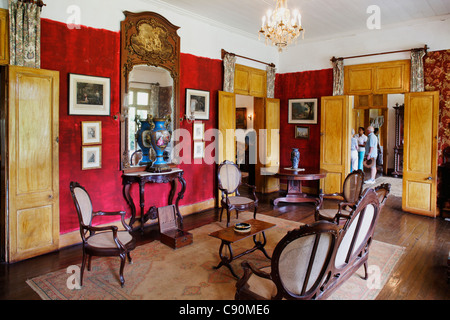 Vue de l'intérieur de la villa créole coloniale Eureka dans Moka, Ile Maurice, Afrique du Sud Banque D'Images