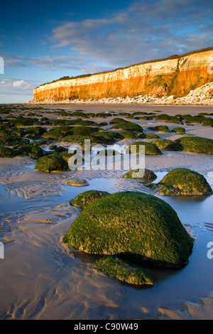 Les falaises sur la côte de Norfolk près de Hunstanton sont un site de grand intérêt géologique avec des couleurs contrastantes Banque D'Images