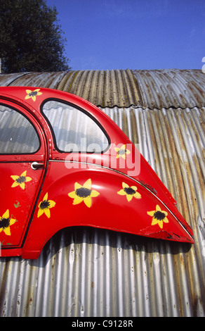 Citroën 2CV anciennes voitures d'occasion. Amsterdam, Hollande. Banque D'Images