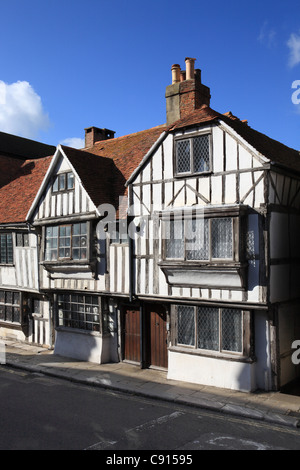 Fin du xvie siècle, maisons à colombage, Hastings, East Sussex, Côte Sud, England, UK Banque D'Images