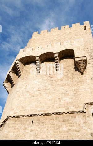 Torres de Serranos, la monumentale ville gothique portes de Valence, en Espagne. Banque D'Images