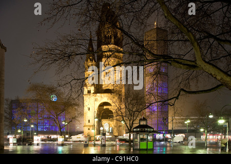 L'église de nuit, Breitscheidplatz, Berlin, Germany, Europe Banque D'Images