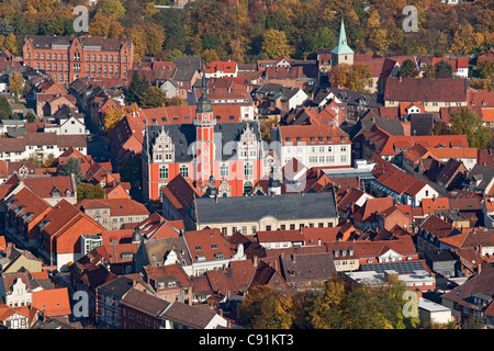 Vue aérienne de la vieille ville, Helmstedt Juleum Novum, ancienne université auditorium, Weser-renaissance, Basse-Saxe, Allemagne Banque D'Images