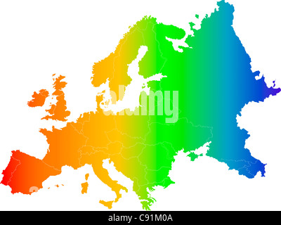 Résumé L'Europe vecteur de couleur blanche sur la carte Banque D'Images