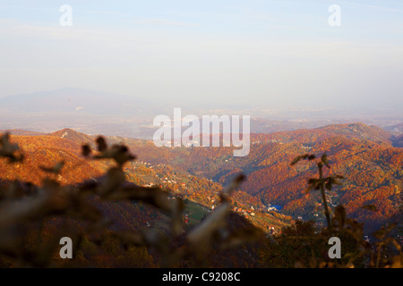 Vue sur Zagreb de Samobor en automne. Banque D'Images