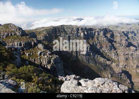 Vue du haut de la Montagne de la table. Banque D'Images