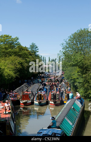 Grand Union Canal. De travail restauré narrowboats amarré au rallye historique Braunston 15-04 2011. Banque D'Images