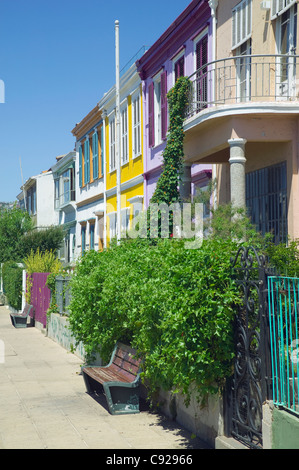 Le Chili, Valparaiso, maisons colorées à Cerro Alegre Banque D'Images