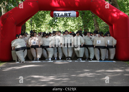 Le Sumo annuel original exécuter sur un week-end de juin, dans Battersea Park, à Londres, en Angleterre Banque D'Images