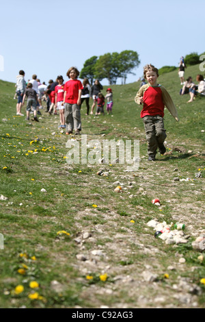 L'oeuf de Pâques concours annuel du matériel roulant, qui a eu lieu le lundi de Pâques Jour férié, Devil's Dyke, West Sussex, Angleterre Banque D'Images