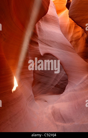 Un rayon de soleil dans la région de sandstone canyon fente, Lower Antelope Canyon, Arizona Banque D'Images