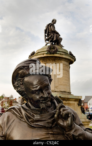 La statue de Falstaff de Shakespeare un comic figure au mémorial de Gower Jardins Bancroft Stratford Upon Avon UK Banque D'Images