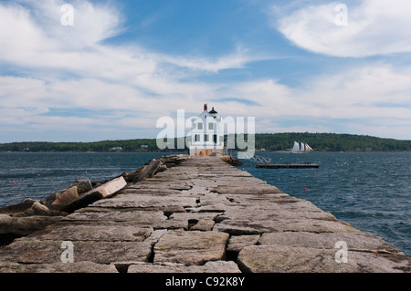 Rockland Breakwater Lighthouse à Rockland, ME Banque D'Images