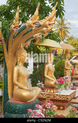 Statues de Bouddha au Wat Mai Suwannaphumaham, Luang Prabang, Laos. Banque D'Images