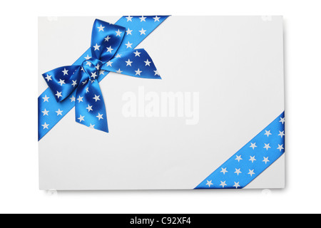 Carte vierge avec blue ribbon bow Banque D'Images