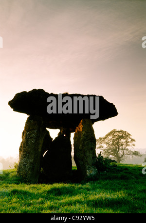 Lythans St 6000 ans dolmen mégalithique préhistorique néolithique chambre funéraire long Barrow. Glamorgan, Pays de Galles, Royaume-Uni Banque D'Images