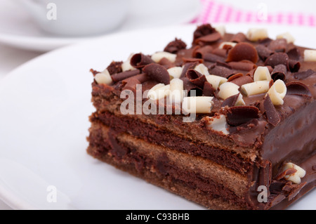 Gâteau au chocolat maison - Brownies on White Plate Banque D'Images
