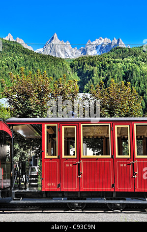 Train historique : le train du Montenvers, Chamonix, France. Banque D'Images